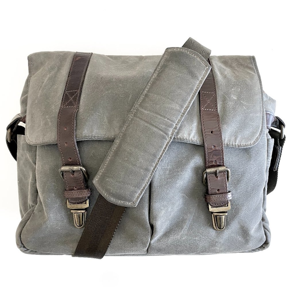 ONA Camera Messenger Laptop Bag Leather (Gray) Waxed Canvas